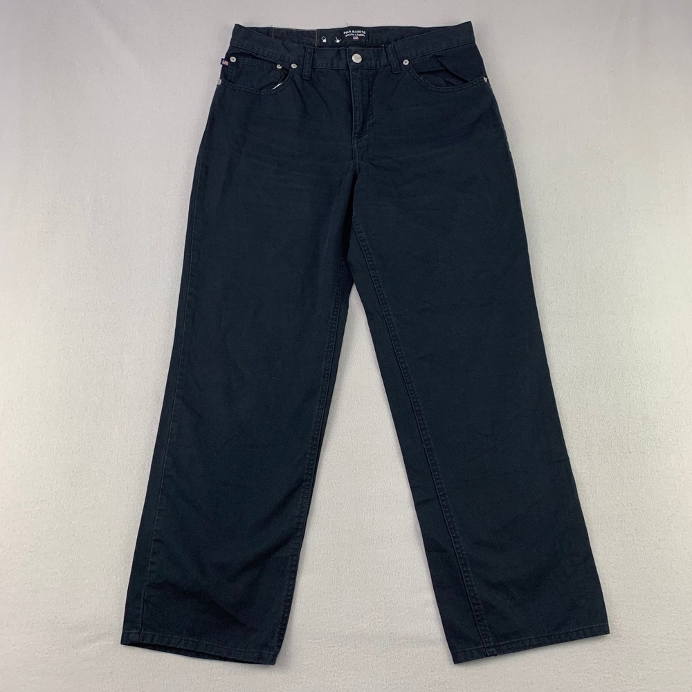 Ralph Lauren Polo Jeans Co Pants Womens 12 Black Denim Straight Leg Cotton